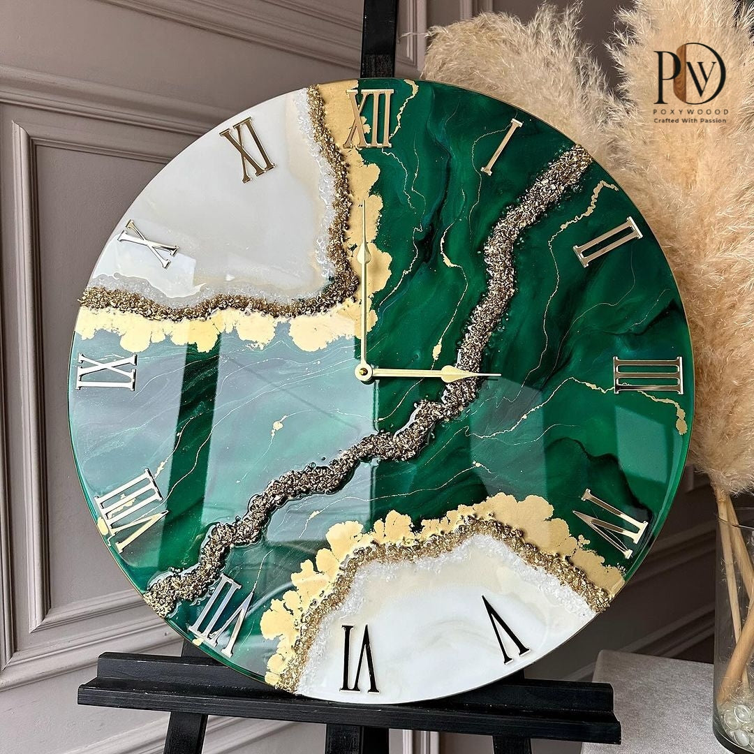Emerald Royale Gold Resin Wall Clock