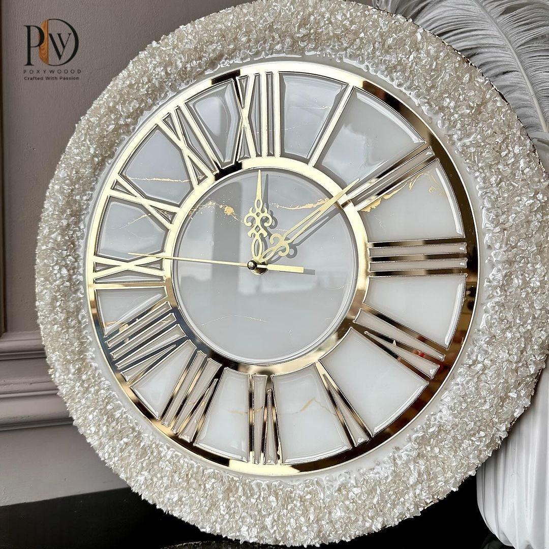 Champagne Crystal Luxury Resin Wall Clock
