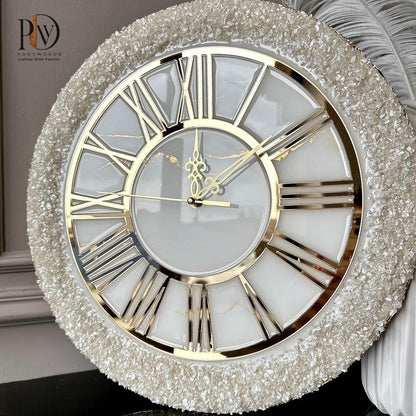 Champagne Crystal Luxury Resin Wall Clock