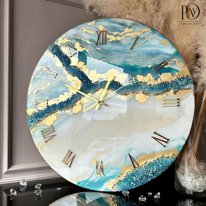 Blue Lagoon Timepiece Luxurious Epoxy Resin Clock