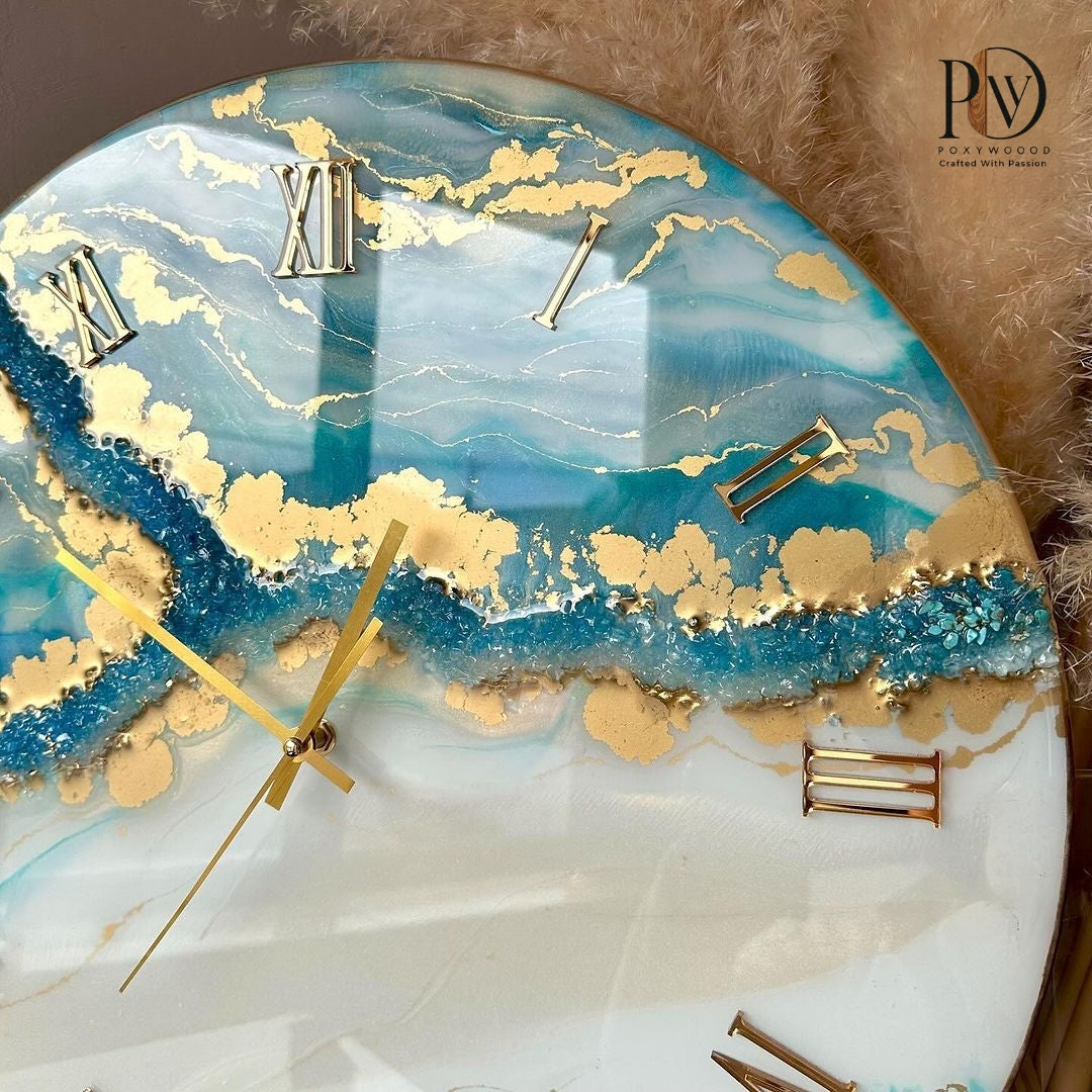Blue Lagoon Timepiece Luxurious Epoxy Resin Clock
