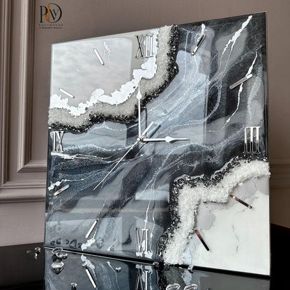 Silver Storm Luxury Resin Wall Clock