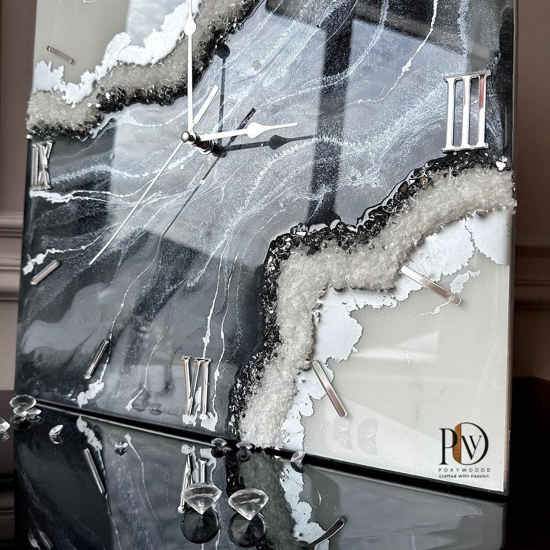 Silver Storm Luxury Resin Wall Clock