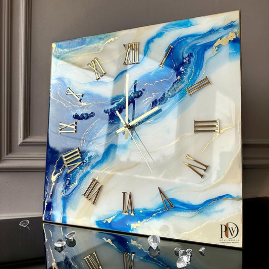 Sapphire Tide Luxury Resin Wall Clock