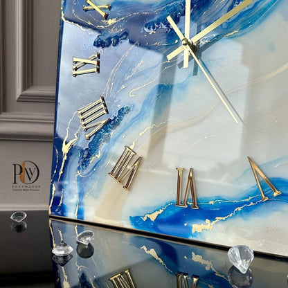 Sapphire Tide Luxury Resin Wall Clock