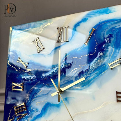 Sapphire Tide Luxury Resin Wall Clock