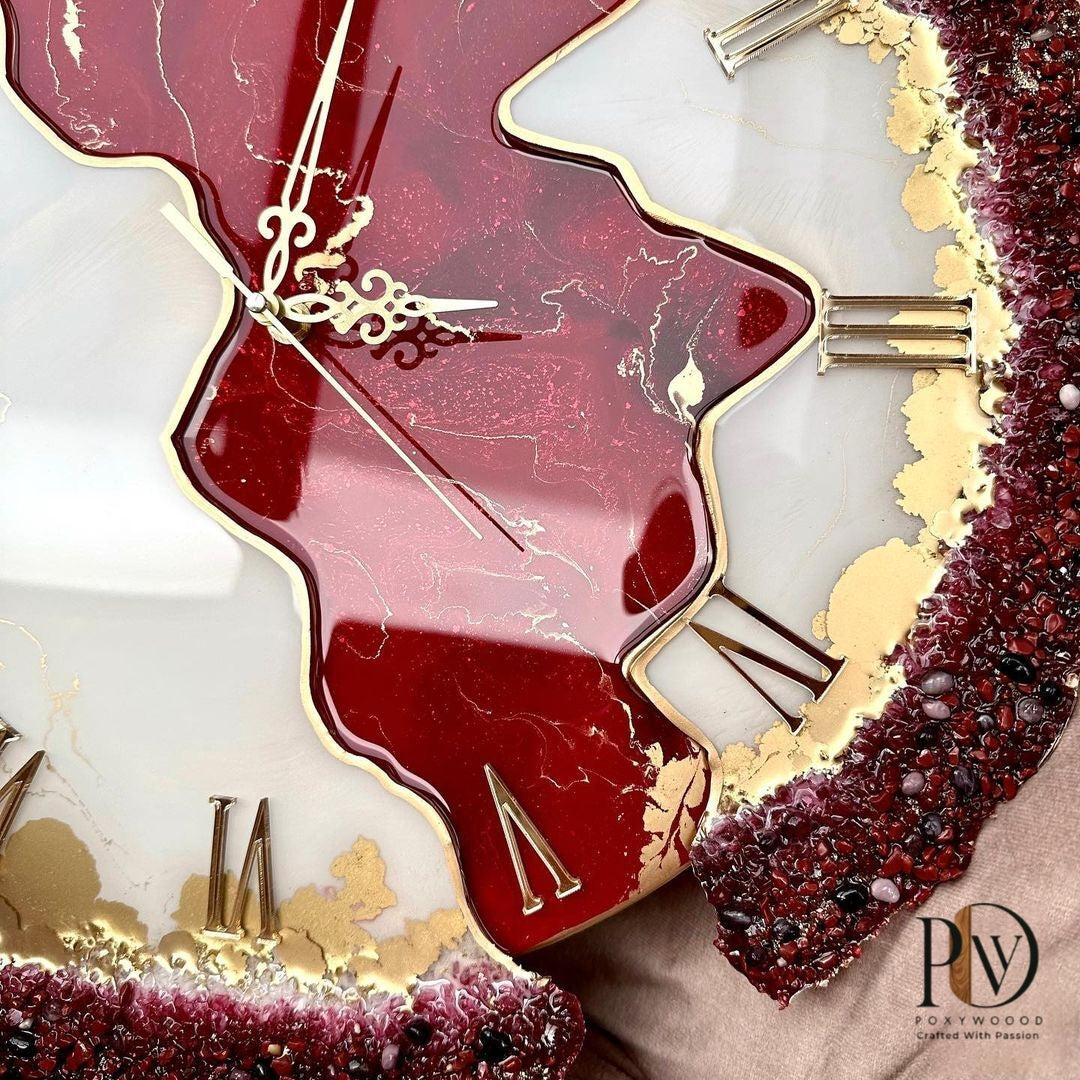 Crimson Royale Luxury Resin Wall Clock