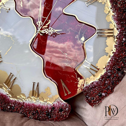 Crimson Royale Luxury Resin Wall Clock