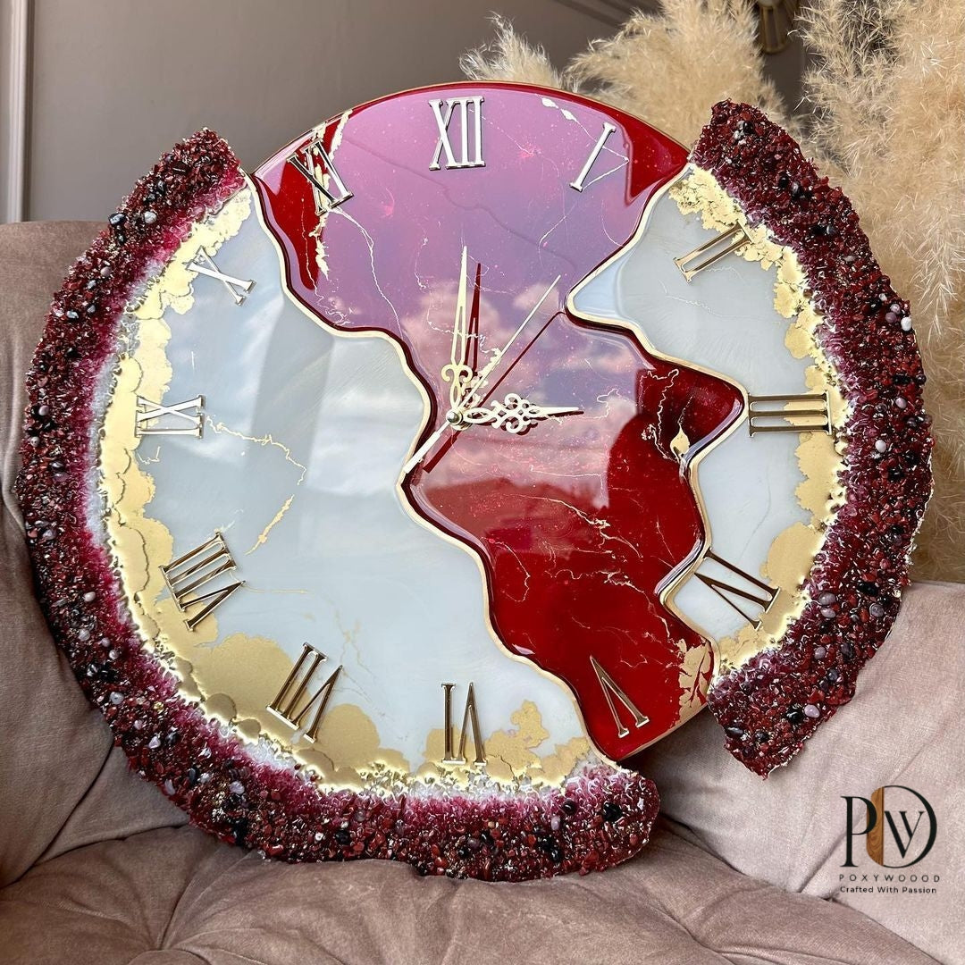Crimson Royale Luxury Resin Wall Clock