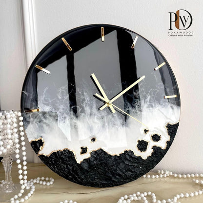 Black ocean multi Waves Epoxy Resin Wall Clock