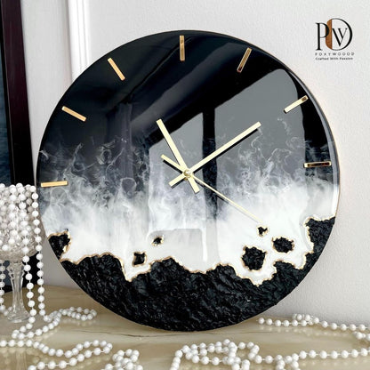 Black ocean multi Waves Epoxy Resin Wall Clock