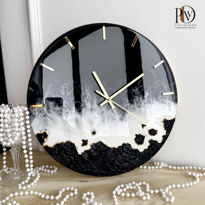 Black ocean multi Waves Epoxy Resin Wall Clock