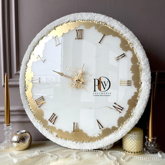 Crystalline Golden Era Epoxy Resin Wall Clock