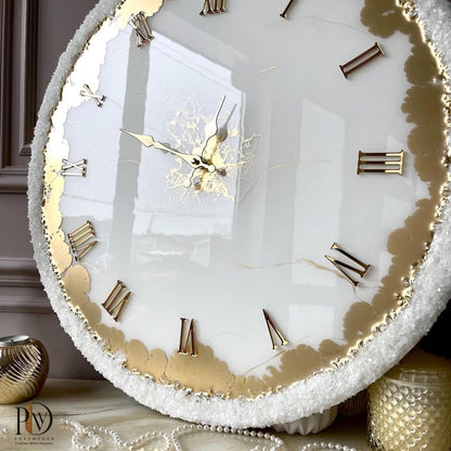 Crystalline Golden Era Epoxy Resin Wall Clock
