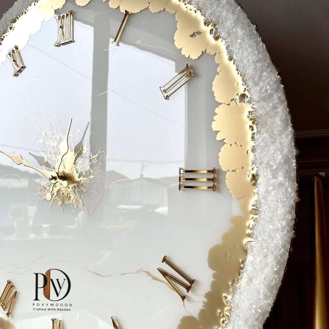 Crystalline Golden Era Epoxy Resin Wall Clock