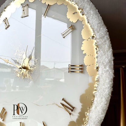 Crystalline Golden Era Epoxy Resin Wall Clock