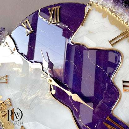 Celestial Purple Majesty Luxurious Resin Wall Clock
