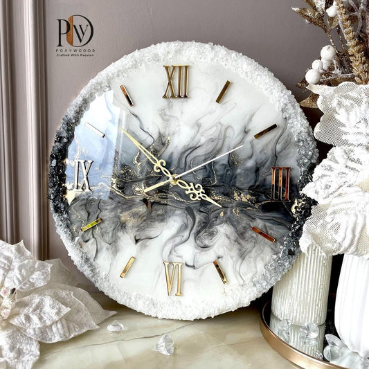Arctic Marble Luxury Resin Wall Clock