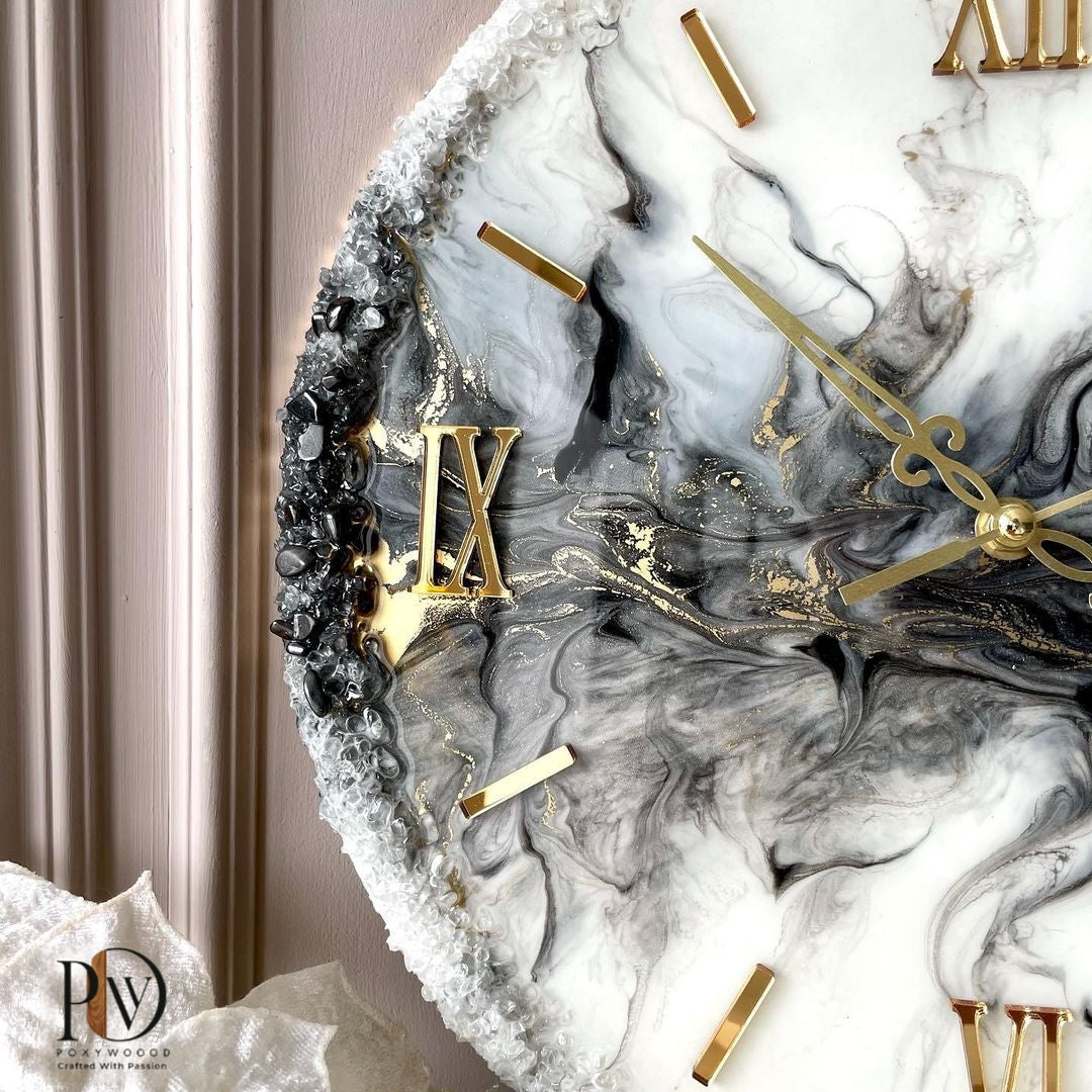 Arctic Marble Luxury Resin Wall Clock