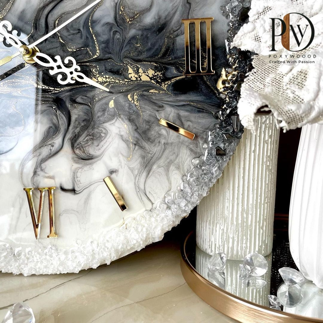 Arctic Marble Luxury Resin Wall Clock
