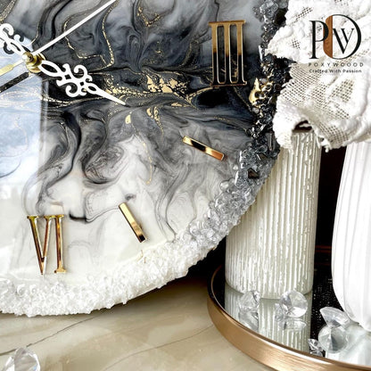 Arctic Marble Luxury Resin Wall Clock