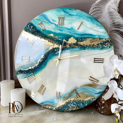 Blue Lagoon Timepiece Luxurious Epoxy Resin Clock