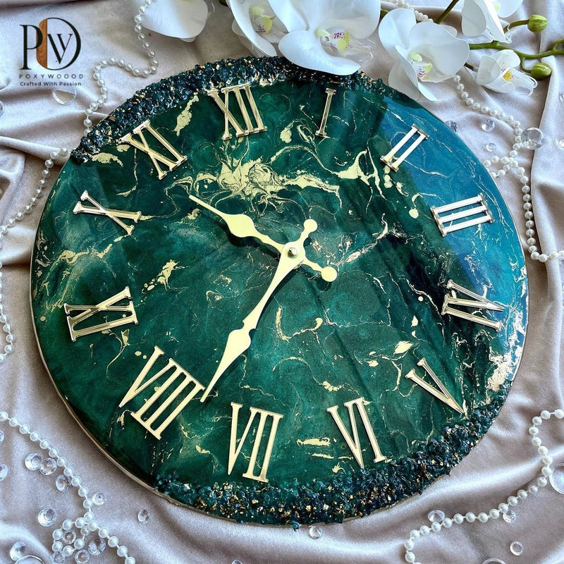 Jungle Green Luxury Resin Wall Clock