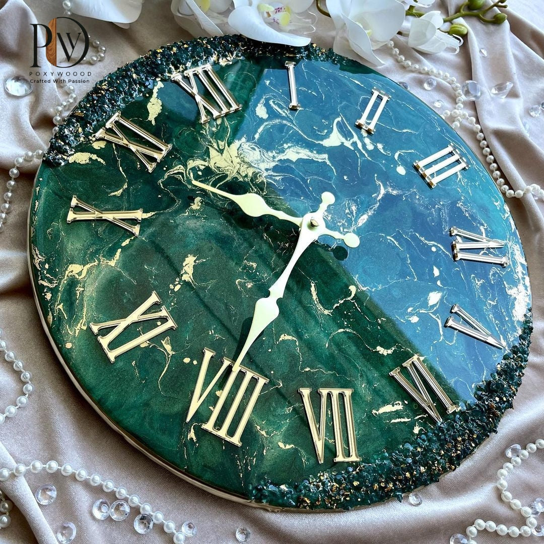 Jungle Green Luxury Resin Wall Clock