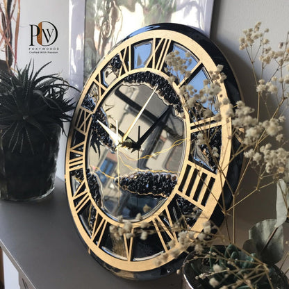 Midnight Gold Luxury Resin Wall Clock