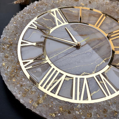 Champagne Crystal Wall Clock – Elegant Modern Design