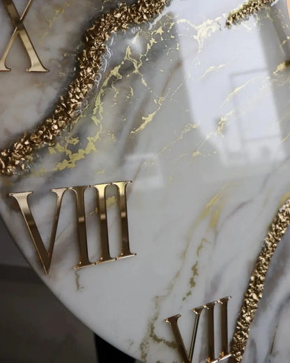Ivory Marble Gold Vein Resin Wall Clock