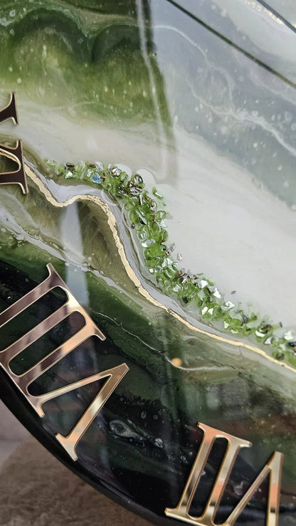 Olive Mist Grandeur – The Elegant Resin Wall Clock