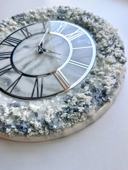 Snowfall Marble Luxe Resin Wall Clock
