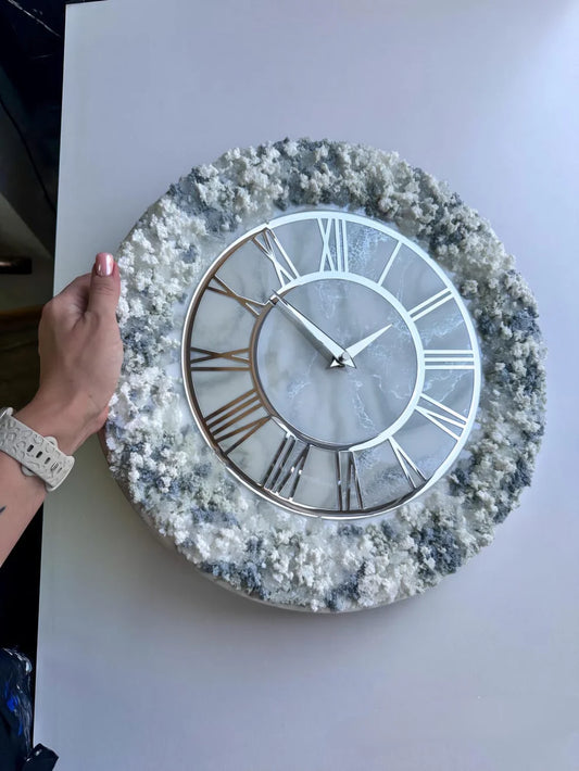 Snowfall Marble Luxe Resin Wall Clock