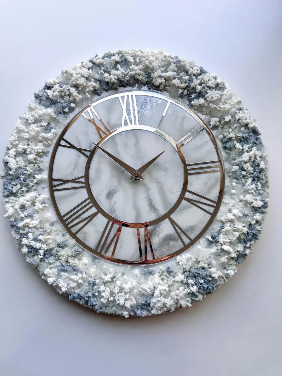 Snowfall Marble Luxe Resin Wall Clock