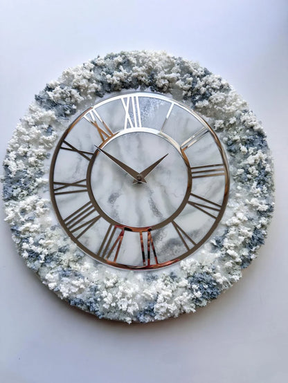 Snowfall Marble Luxe Resin Wall Clock